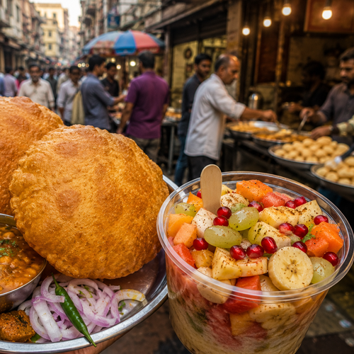 Plates of Bedmi Poori and Kulle chaats
