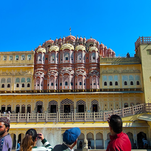 Honeycomb pink facade of Hawa Mahal