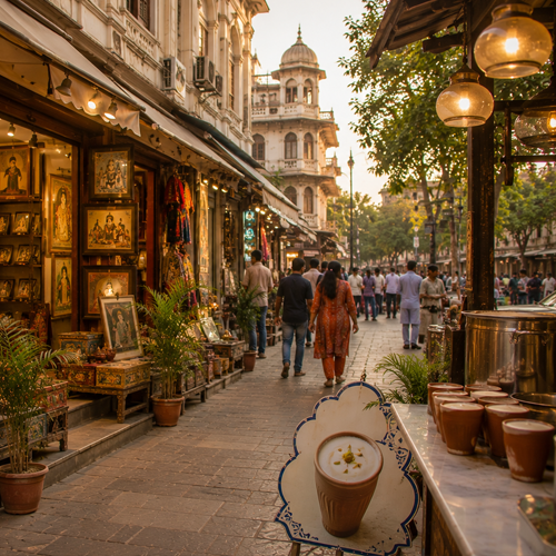 MI road lassi shops and high end craft boutiques
